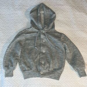 Vtg Gray Heather Hoodie with Front Snaps and Drawstring for Hood 24 Months
